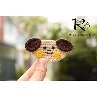 Kẹp tóc hình chó con ngộ nghĩnh cho nữ và bé gái 5cm |Cặp tóc mái len Handmade cute |Shop Rô Handmade