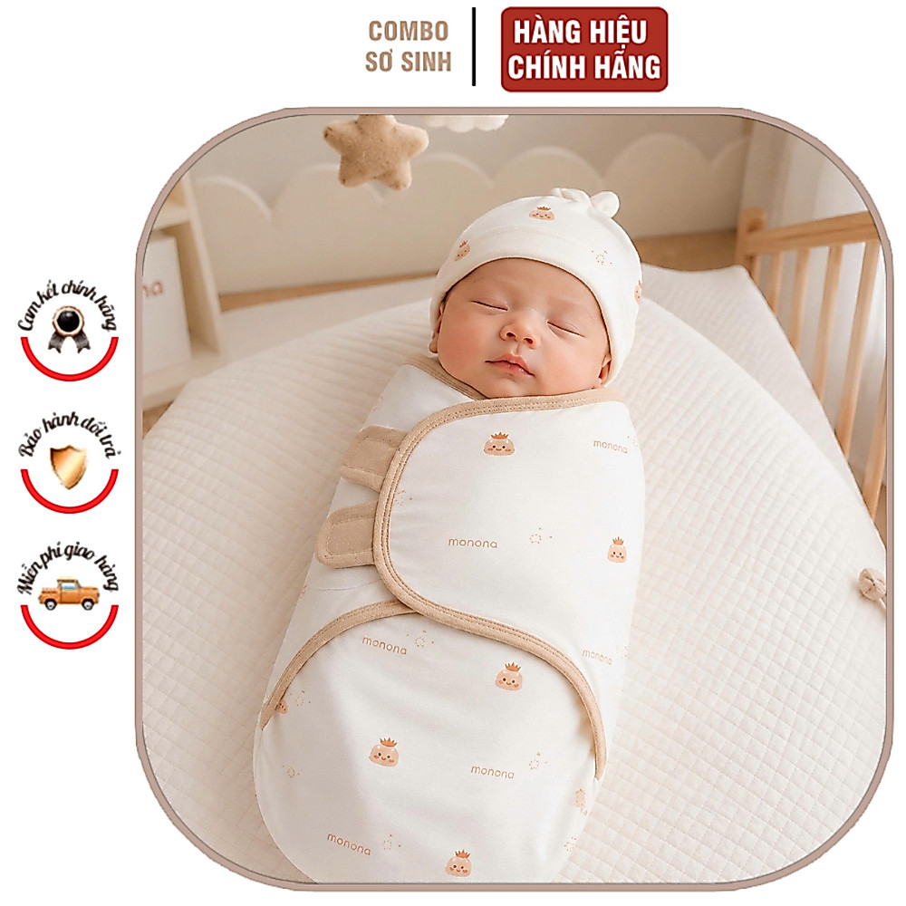 Ủ Kén Tai Gấu Tai Gấu Organic Và Quấn nhộng chũn MNN031 Đỡ Giật Mình Ngủ Sâu Giấc Mềm Mại Thoàng Mát
