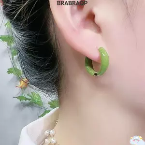 Bông tai vòng tròn BRBRAA, Bông tai tối giản họa tiết dầu nhỏ giọt nhẹ, Bông tai thời trang thiết kế tròn kiểu dáng vòng tròn dành cho nữ