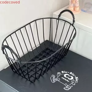 Giỏ đựng bánh mì sắt MECOVED, có tay cầm Giỏ đựng dây màu be, Giỏ đựng trái cây trang trí nhỏ cổ điển cho gia đình