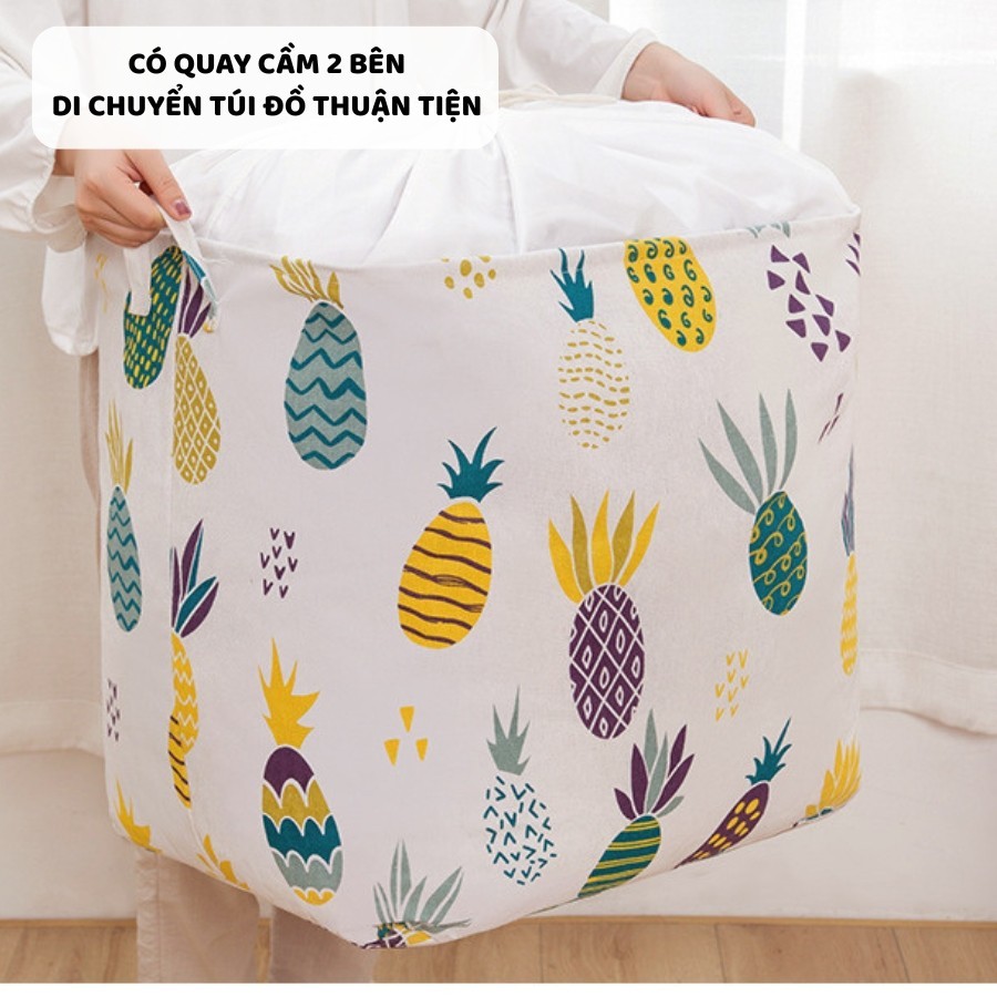 Giỏ Vải Đựng Quần Áo Cỡ Lớn ENODA HOME, Túi Vải Gấp Gọn Đựng Chăn Màn Có Dây Rút Chống Bụi Chống Ẩm TV001