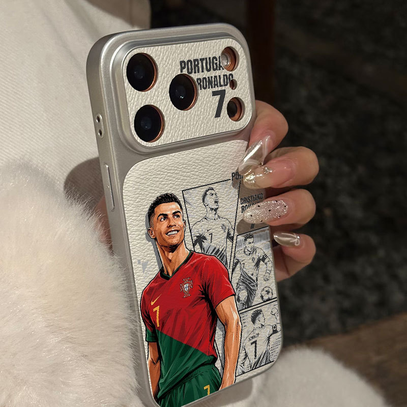 Ốp lưng iPhone Họa tiết da mạ phong cách Ronaldo iPhone 17 16 15 14 13 12 11 Pro Max Plus Max