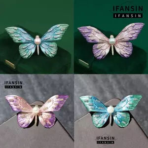 FANSIN Men Trâm Cài, Trâm Cài Bướm Thanh Lịch, Hợp Kim Vintage Kim Cương Giả Thổ Cẩm Phụ Kiện Trang Sức Quà Tặng