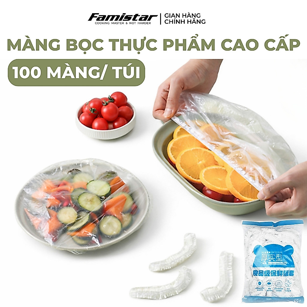 Combo 200 màng bọc thực phẩm co giãn FAMISTAR, màn bọc thực phẩm loại to có chun BTP01