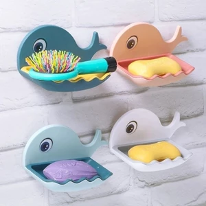 Khay Đựng Xà Phòng Dán Tường Hình Cá Heo Dễ Thương, Thoát Nước Nhanh, Tiện Lợi, Tiết Kiệm Không Gian