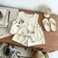 Phong cách Hàn Quốc mùa hè (90-150) Phim hoạt hình Puppy Graffiti Linen thoáng khí Nhẹ phù hợp với mọi trận đấu Loungewear Bộ đồ hai mảnh