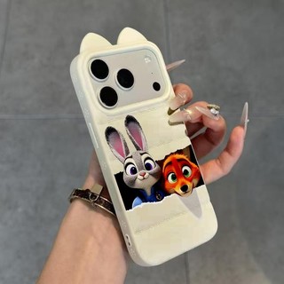 Ốp lưng tai mèo áo lông vũ Zootopia Judy Nick rách giấy chống sốc dễ thương hot cặp iPhone 16/17/15/14/13/12/11/X/XS Max