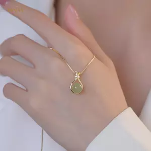 PNPIA- Tính Khí Đơn Giản Giả Ngọc Luy Túi Mặt Dây Chuyền Nelace Nữ Phong Cách Trung Hoa Thanh Lịch Xương Đòn Dây Chuyền Phụ Kiện Trang Sức Quà Tặng