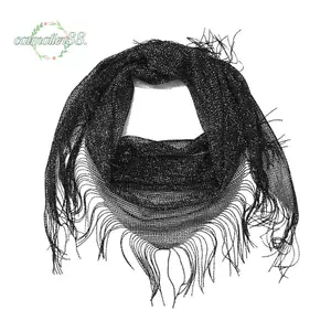 CATMALLER88 Khăn choàng nữ, Khăn quàng cổ đi biển tỏa sáng hình tam giác, Thanh lịch dài màu trơn tua rua Mông Rèm dự tiệc tối