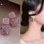 KUZHEN Thời Trang Kim Cương Giả Vuông Bông Tai Nữ Cưới Trang Sức Dự Tiệc Phụ Kiện Quà Tặng HOT