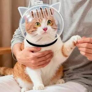 Top Mèo Đáng Yêu Mũ Bảo Hiểm Không Gian Nắp Đầu Chống Cắn Trong Suốt Mèo Hood Thú Cưng