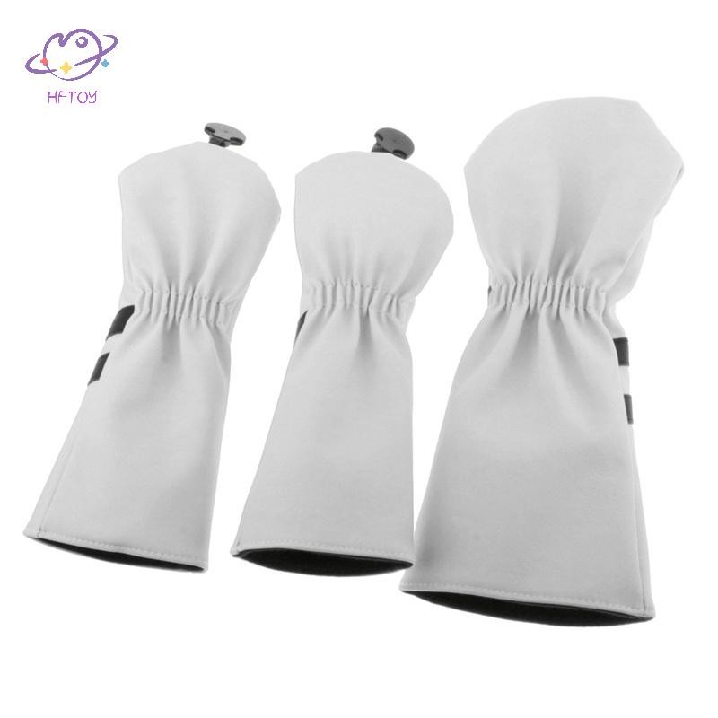 HFTOY 3 chiếc Mũ trùm đầu câu lạc bộ chơi gôn sọc chống nước #1 #3 #5 Vỏ bọc đầu bằng gỗ Driver Fairway Woods Cover Bao da ~
