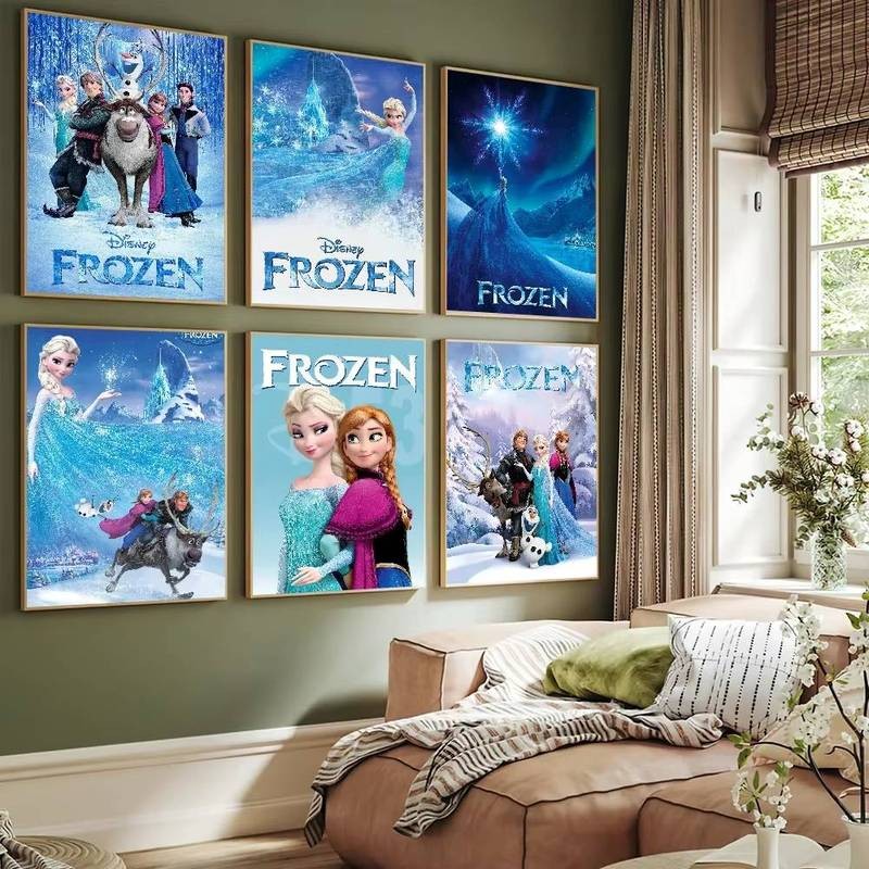 Poster hoạt hình Frozen 2 poster in màu xanh, thích hợp cho phòng ngủ, phòng khách, văn phòng, trang trí nhà cửa, tranh phòng, tranh trang trí vải canvas