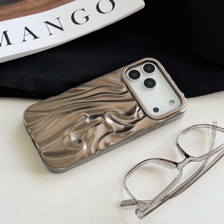 Mạ Điện Mờ Bạc Hồng Nước Ripple Ốp Lưng Điện Thoại iPhone 17Promax 17Pro 16Promax 13 14 15 Pro Max Silicon Mềm Chống Sốc Nam Nữ Vỏ Di Động