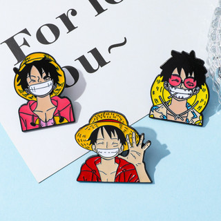 3 Cái / bộ Hoạt Hình Anime Một Mảnh Kim Loại Huy Hiệu Luffy Hợp Kim Dầu Nhỏ Giọt Thổ Cẩm Ba Lô Mũ Trang Trí Pin