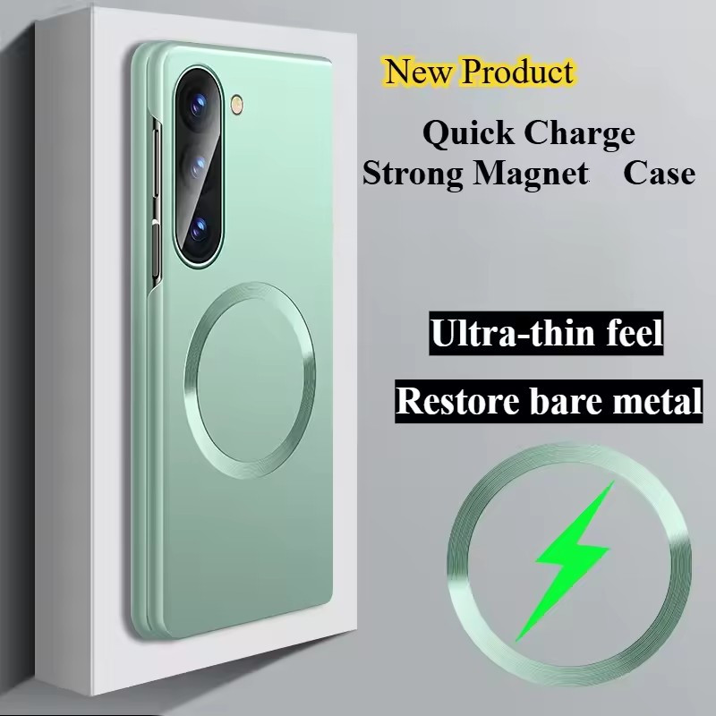 Ốp Sơn Kim Loại Siêu Mỏng Matte Cho Samsung Galaxy Z Fold 7 6 5 4 3 Nam Châm Sạc Không Dây PC Chống Sốc