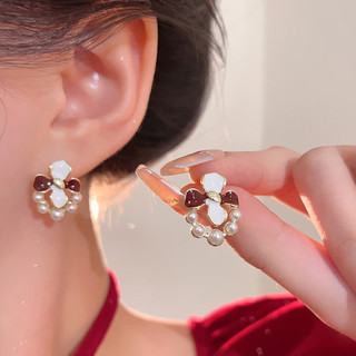 Bông tai ngọc trai gardenia retro tinh tế, nhỏ gọn