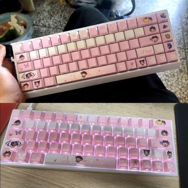 IOR Keycaps 64 74Key Side In Backlit Keycap Set Clove Pink Theme Dye Thăng hoa cho 60 61 63 64 65 67 68 Bàn phím