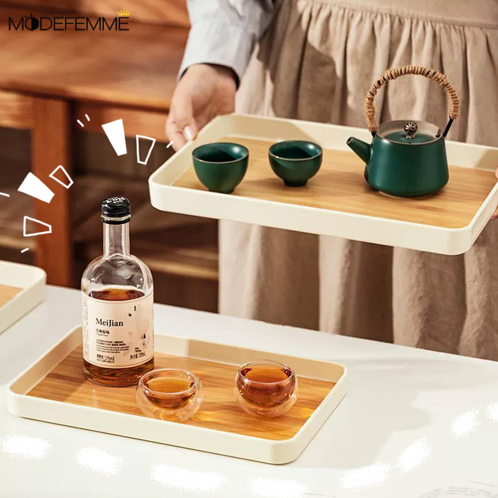 [H & L] 1 / 2 CÁI - Khay phục vụ hạt gỗ bằng nhựa, Thiết kế đa năng nhẹ cho cà phê trà trái cây, Dễ dàng làm sạch bền bỉ, Sử dụng quán cà phê tại nhà khách sạn