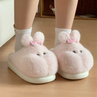 XIXITIAO Dép Cotton Giữ Ấm Nhỏ Béo Thỏ Nữ Học Sinh Dễ Thương Mùa Đông Phong Cách Mới Nhà