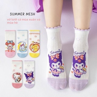 Vớ lưới hoạt hình Sanrio cho bé gái - Tất cổ trung thoáng khí kiểu dáng dễ thương