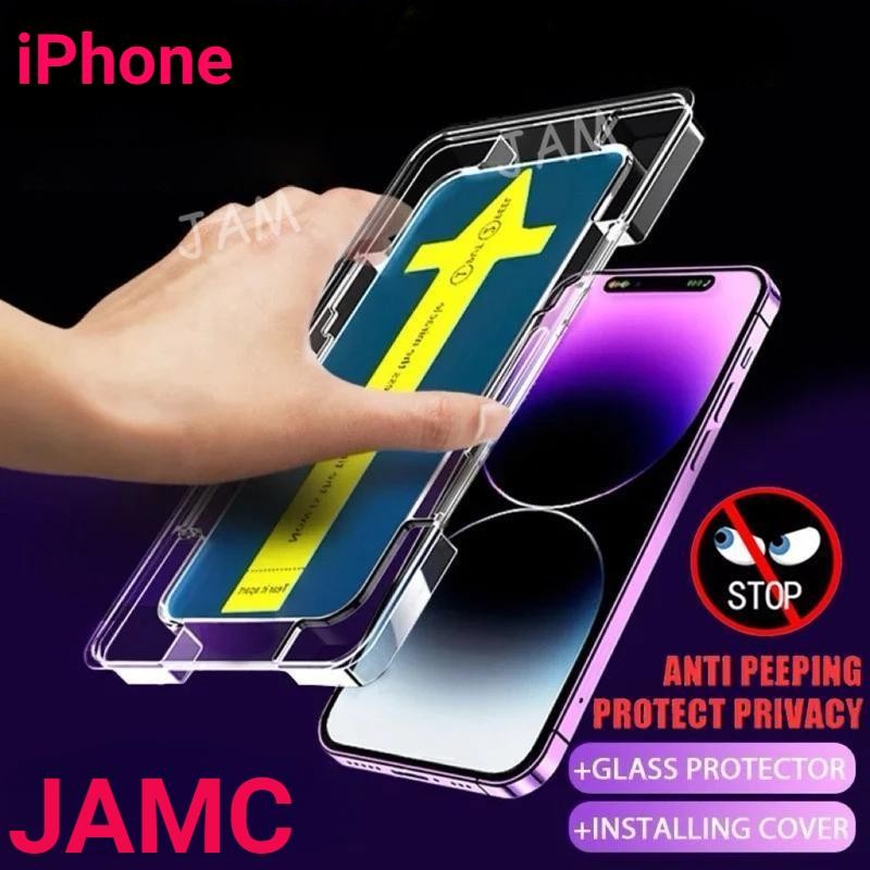 Kính cường lực tự dán chống nhìn trộm có khung tự dáncho iPhone17 16 15 14 13 12 11 XS XR XSMAX 6S 7 8 Plus ProMax SE