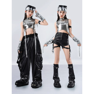 Trẻ Em Jazz Dance Quần Áo Bé Gái Hợp Thời Trang Và Thoáng Mát Crop Top Performance Bộ Trang Phục Cho Hip Hop Street Dance