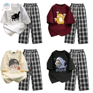 Tổng hợp Sét bộ quần kẻ caro đen+ mix áo phông form rộng tay lỡ chất su mát QUANAO94