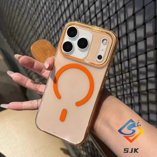 Ốp Điện Thoại Từ Tính Trong Suốt Màu Cam Vũ Trụ Cho IPhone 17 Pro Max 17Air 12 13 14 15 16 Pro Max Vỏ Pc Siêu Mỏng Vỏ Chống Sốc