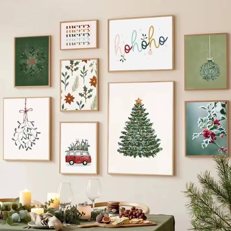 Tranh Canvas Mờ Giáng Sinh Mùa Đông Holly Trang Trí Tường Nhà