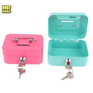 MeiShao Hộp An Toàn Tiền Hộp Tiền Mặt Chìa Khóa Kim Loại Tiền Ngân Hàng Nhỏ Hộp Khóa An Ninh Di Động Chắc Chắn Có Thể Khóa Hộp Đựng Tiền Xu