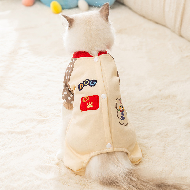 【Ready Stock】 Spring Thin Pet Homewear Kittens Warm Four-Legged Pet Clothing Muppet Blue Cat Small Puppies Dog/Cat Clothes wltc