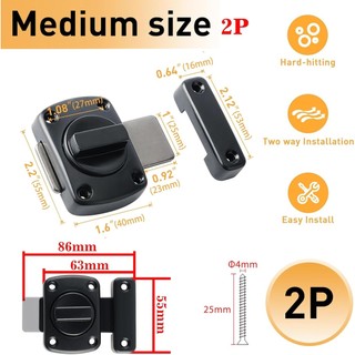 Khóa bu lông trượt chốt cổng Chốt cửa xoay hai mặt bằng hợp kim kẽm hạng nặng Khóa bảo mật an toàn cho chuồng hàng rào tủ quần áo sử dụng ngoài trời trong nhà kim loại chính xác đơn giản