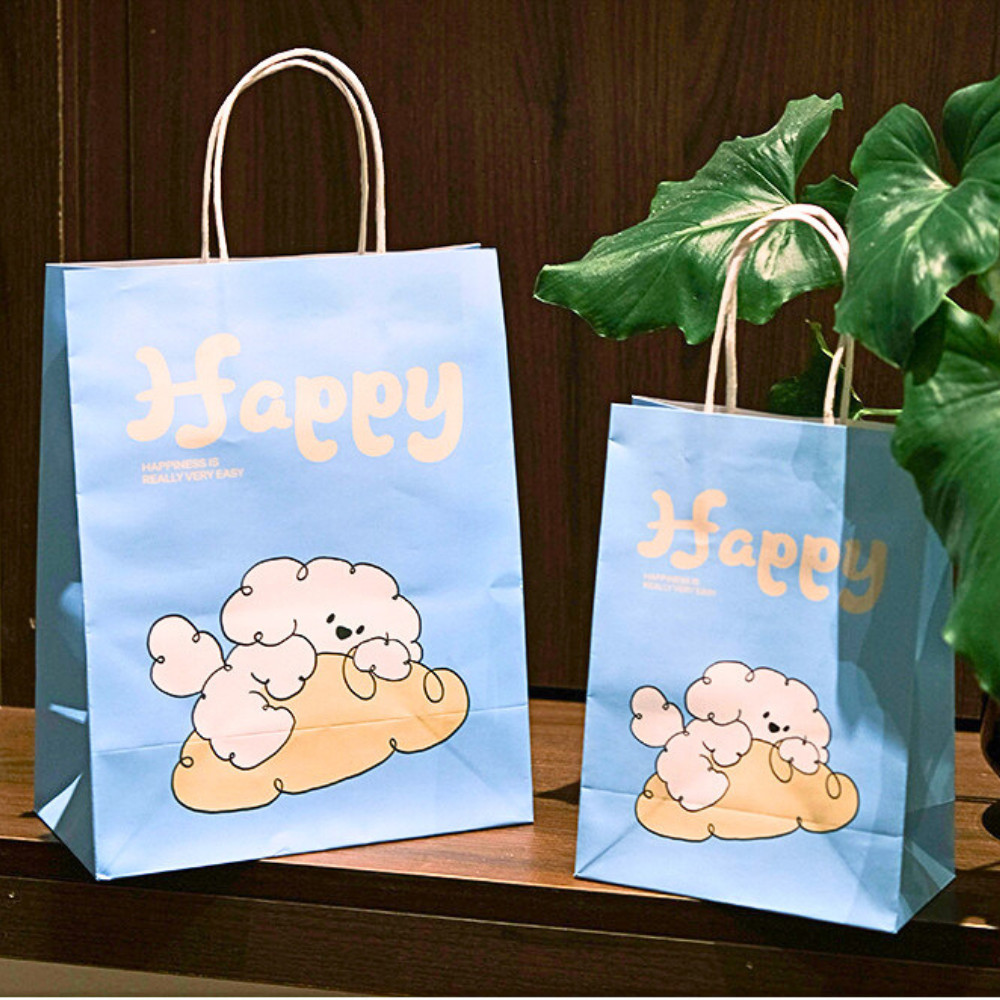 Túi giấy Happy xanh 2 size TU74 Đựng quà, mỹ phẩm, thời trang, đồ ăn cho bạn nữ, bạn gái