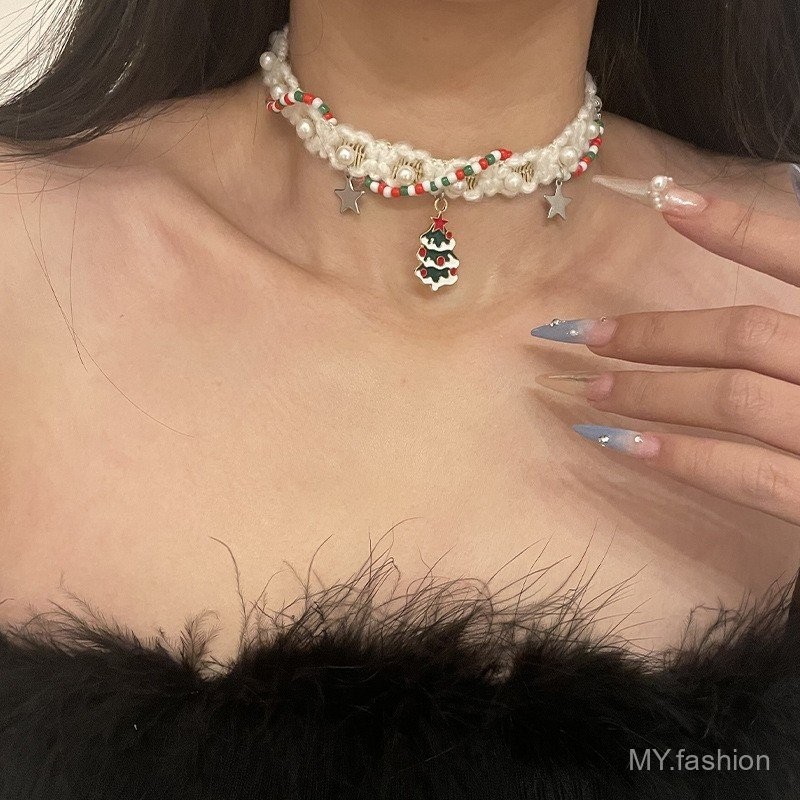 Cây Giáng Sinh Mặt Dây Chuyền, Vòng Cổ Nữ Phù Hợp Thu Đông