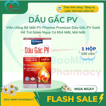 Viên Uống Bổ Mắt PV Pharma Premium Dầu Gấc PV Gold Hỗ Trợ Giảm Nguy Cơ Khô Mắt, Mỏi Mắt 100 Viên/Hộp