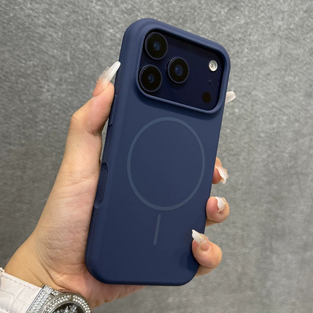 Ốp điện thoại silicon lỏng màu đỏ huỳnh quang từ tính cho iPhone 17 Pro Max 17 Air 16 Plus 15 14 13 12 11 Vỏ bảo vệ chống sốc