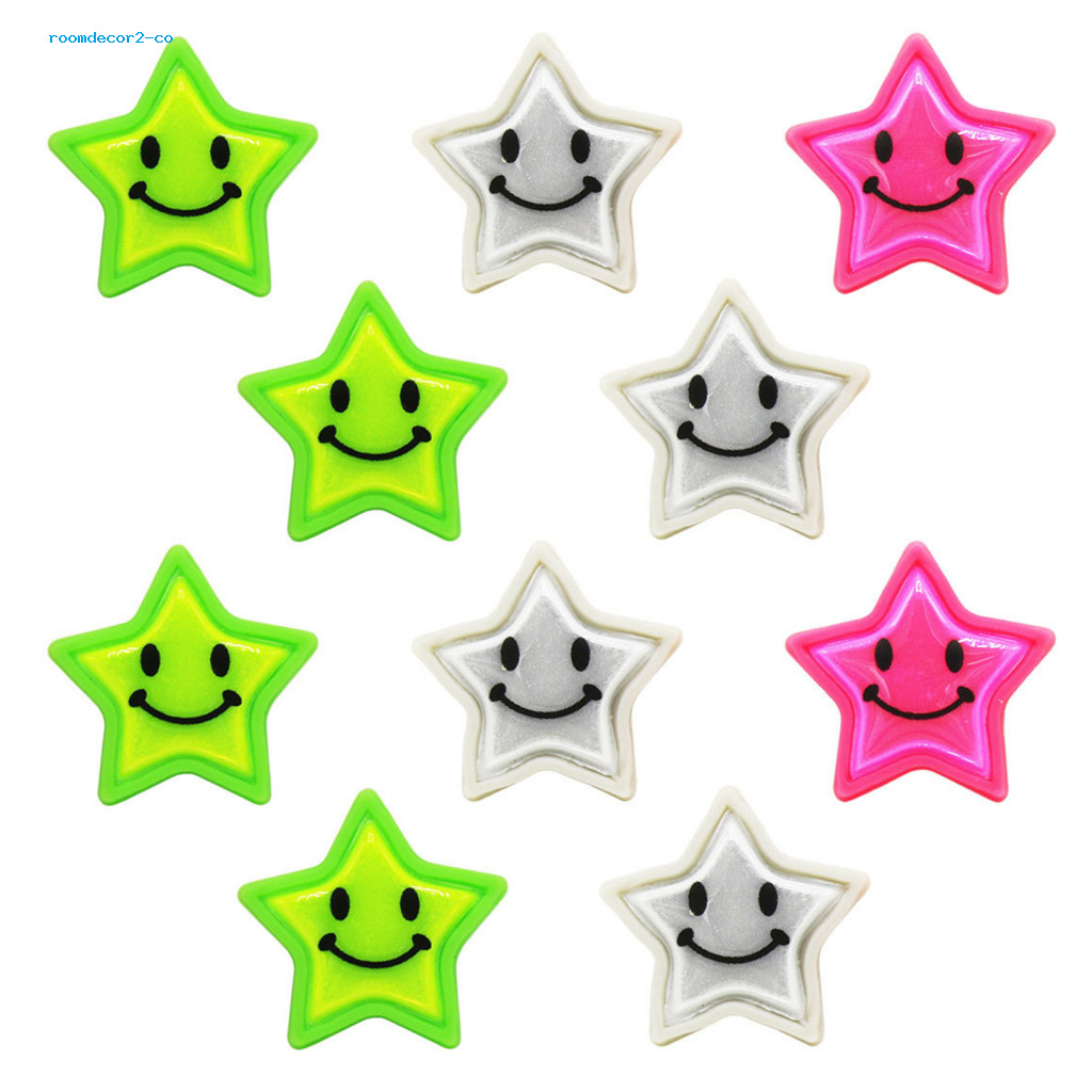 Bộ 10 Kẹp Phản Quang Hình Ngôi Sao Màu Sắc Rực Rỡ, Dành Cho Bánh Xe Đạp - Trang Trí & An Toàn