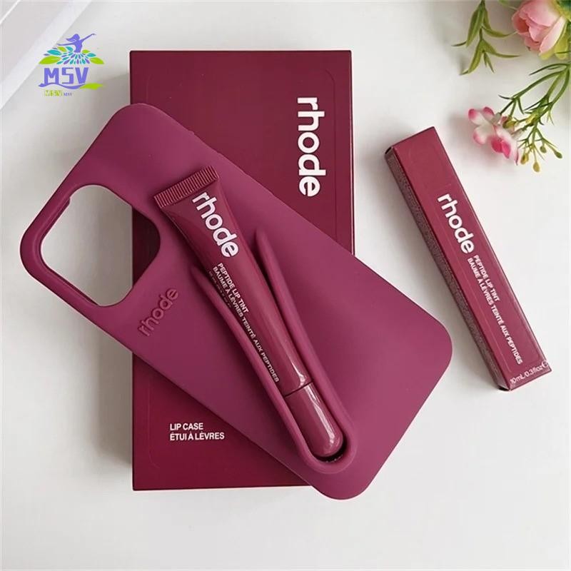 Đi kèm với Son bóng Hailey Rhode Son môi Vỏ điện thoại cho iPhone 16 15 14 13Pro Max Liquid Silicone