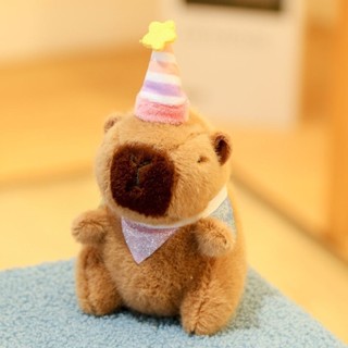 Đồ chơi búp bê sang trọng WOAY, Chủ đề tiệc Capybara Móc khóa nhồi bông, Kích thước nhỏ mềm mại với dụng cụ Động vật dễ thương Anime Đồ chơi lông tơ Trang trí ngày lễ
