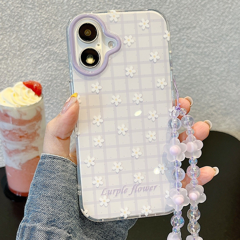 Ốp Điện Thoại Acrylic Dây Xích Hoa Cho iPhone 17 Pro Max 16 15 14 13 Vỏ Bảo Vệ Chống Sốc