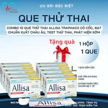 Combo 10 Que thử thai Allisa Traphaco Có Cốc, Đạt chuẩn xuất Châu Âu, Test Thử Thai, Phát Hiện Sớm
