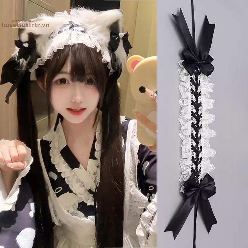 Mũ Cosplay Gothic Sweet & Cute với Bông Tai Kẹp và Cánh Thiên Thần Ren - Phụ Kiện Tóc Cho Cô Gái