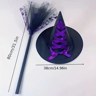 Bộ Trang Phục Halloween Bí Ngô và Phù Thủy - Váy Tutu, Mũ và Chổi
