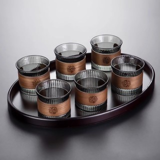 Nhật Bản Dọc Hạt Thủy Tinh Trà Cốc Quả óc chó Vòng Cách Nhiệt Cà Phê Cốc Master Cup Đơn Cốc Búa Họa Tiết Nước ép Gia Đình KOPG