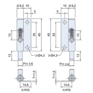 Lò xo đối xứng Pin tự động có khóa Bản lề có thể tháo rời Bản lề cửa chống trộm Phụ kiện phần cứng có thể tháo rời Khóa cửa cắm 5FIQ