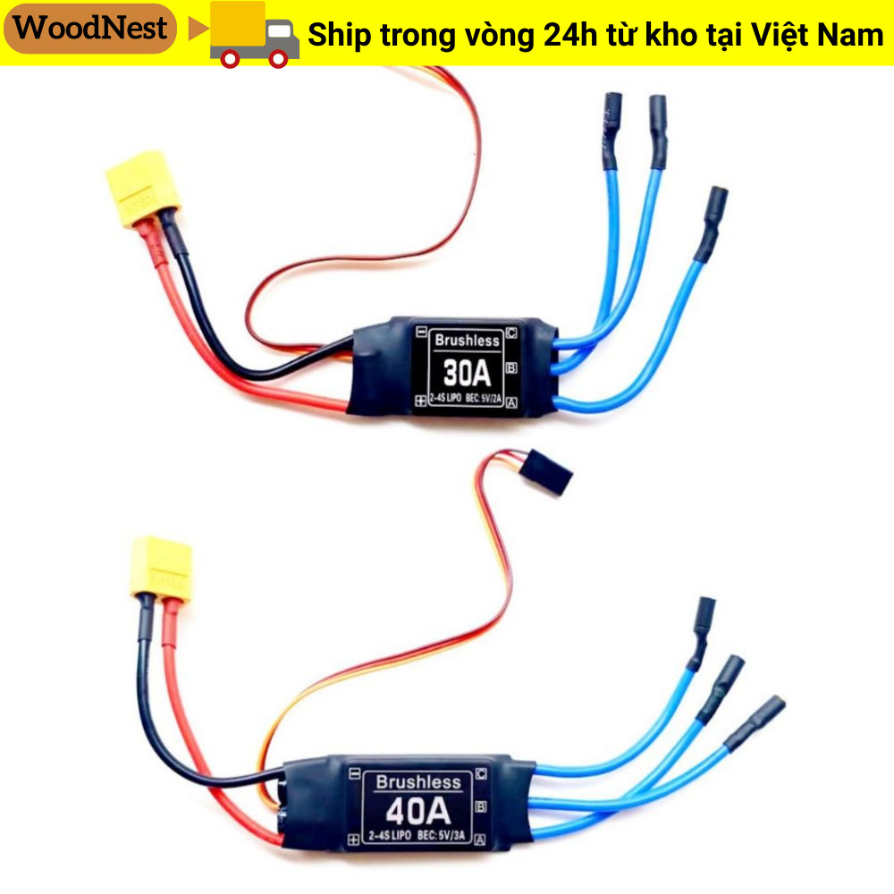 Bộ điều khiển tốc độ điện tử WOODNEST, Đầu chuối 3,5MM 5V 3A UBEC ESC không chổi than, phích cắm 2-4S T Sử dụng dễ dàng các bộ phận máy bay RC cho máy bay trực thăng RC FPV