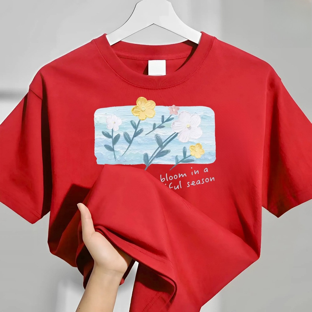（Giao hàng 24h）Angela Áo thun nữ form vừa SUNTEE STFV547 phong cách basic in hình 047 vải cotton cao cấp thoáng mát