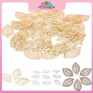 MYPANDA 50 Chiếc Charm Filigree Lá Rỗng Mặt Dây Chuyền DIY Trang Sức Làm Lá Kim Loại Thủ Công.