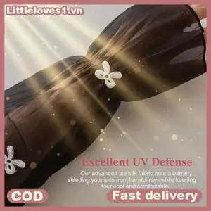 Littleloves1 Ice Silk Chống Nắng Tay Nữ Thời Trang Mùa Hè Nơ Ren Tay Áo Rời Phù Hợp Với Áo UV Cho Thể Thao Ngoài Trời Và Du Lịch VN
